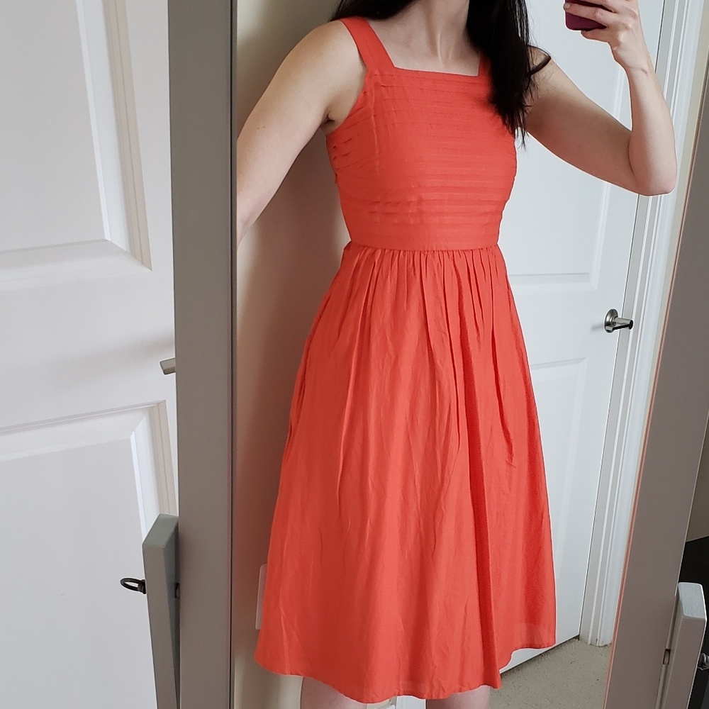 NWT ASOS Orange Square-Neck Pintuck Sundress Sz 4